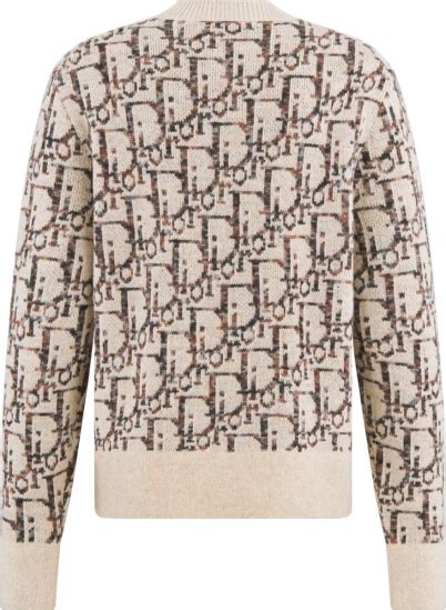 Dior Oblique Sweater Beige and Brown Virgin Wool Jacquard